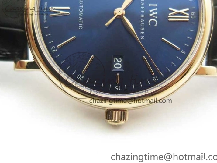 MIROTIME 0319 MoistureWicking Portofino Automatic RG IW356522 FKF 1:1 Best Edition Blue Dial on Black Croco Strap A 7109